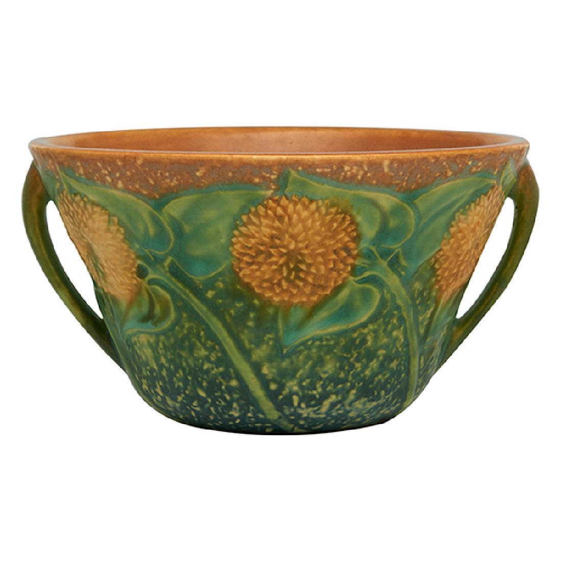 Roseville Pottery Co., Sunflower two-handled bowl, (1 of 1)