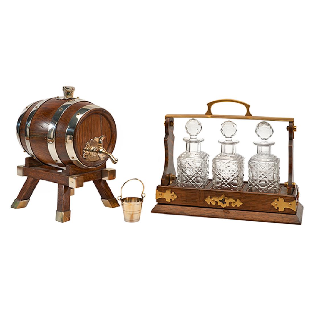 Mappin & Webb, whisky barrel dispenser with jigger (1 of 1)