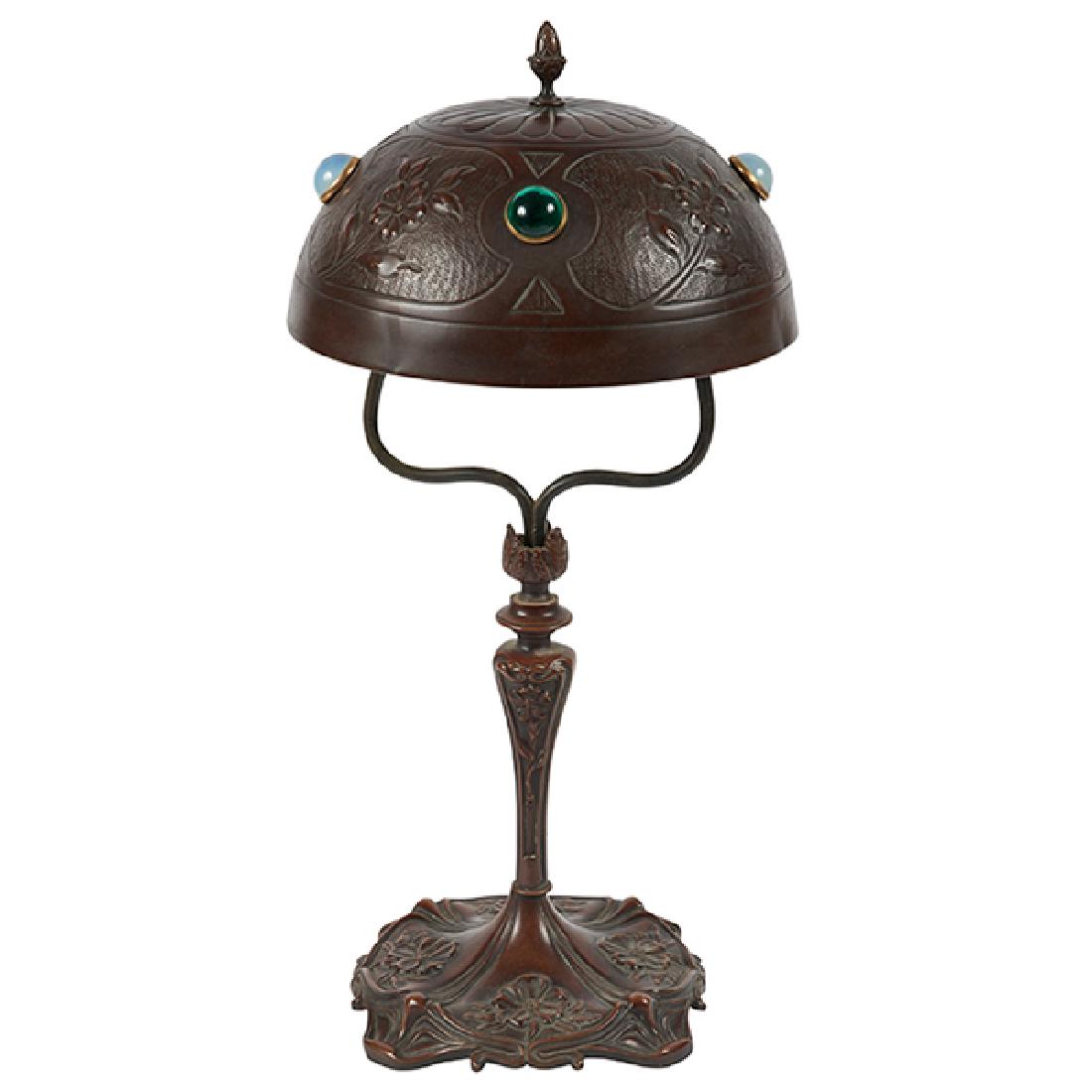 Austrian, table lamp, bronze, colored glass, with (1 of 1)