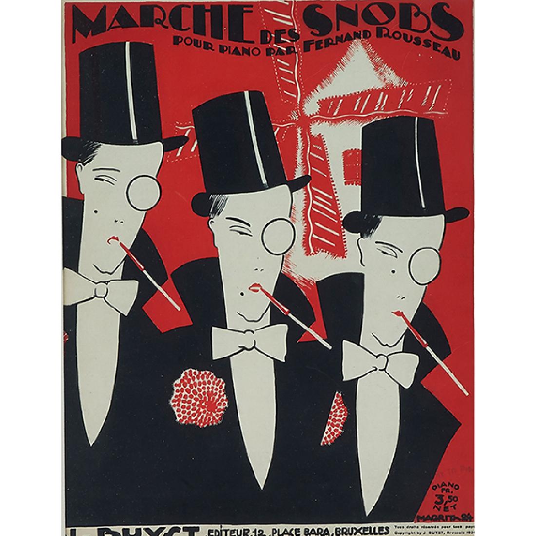 Rene Magritte, (Belgian, 1898-1967), Marche des Snobs,: Rene Magritte, (Belgian, 1898-1967), Marche des Snobs, 1924, color lithograph, 13.5" x 10"