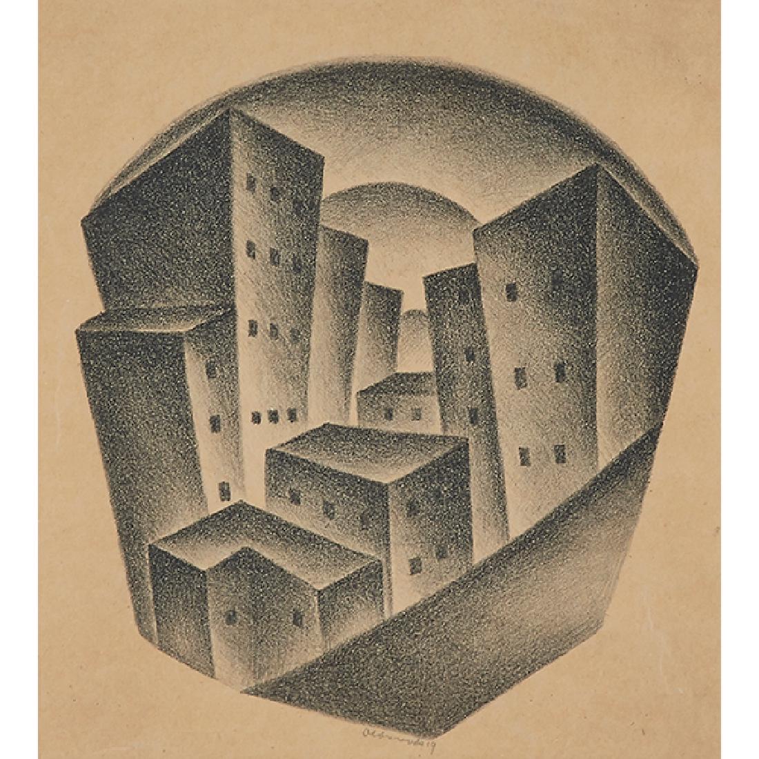 Max Olderock, (German, 1895-1972), Cubist City, 1919, (1 of 2)