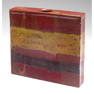 William Wyman (1922-1980) sculpture / vase, 1967: William Wyman (1922-1980), sculpture, East Weymouth, MA, 1967, glazed stoneware, signed, 8.25"h x 9"w x 1.5"d