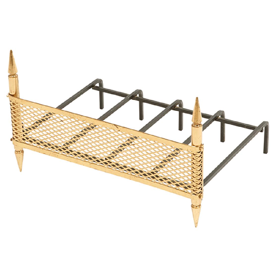 Stilnovo, fireplace log holder, Italy, 1950s, brass, (1 of 1)