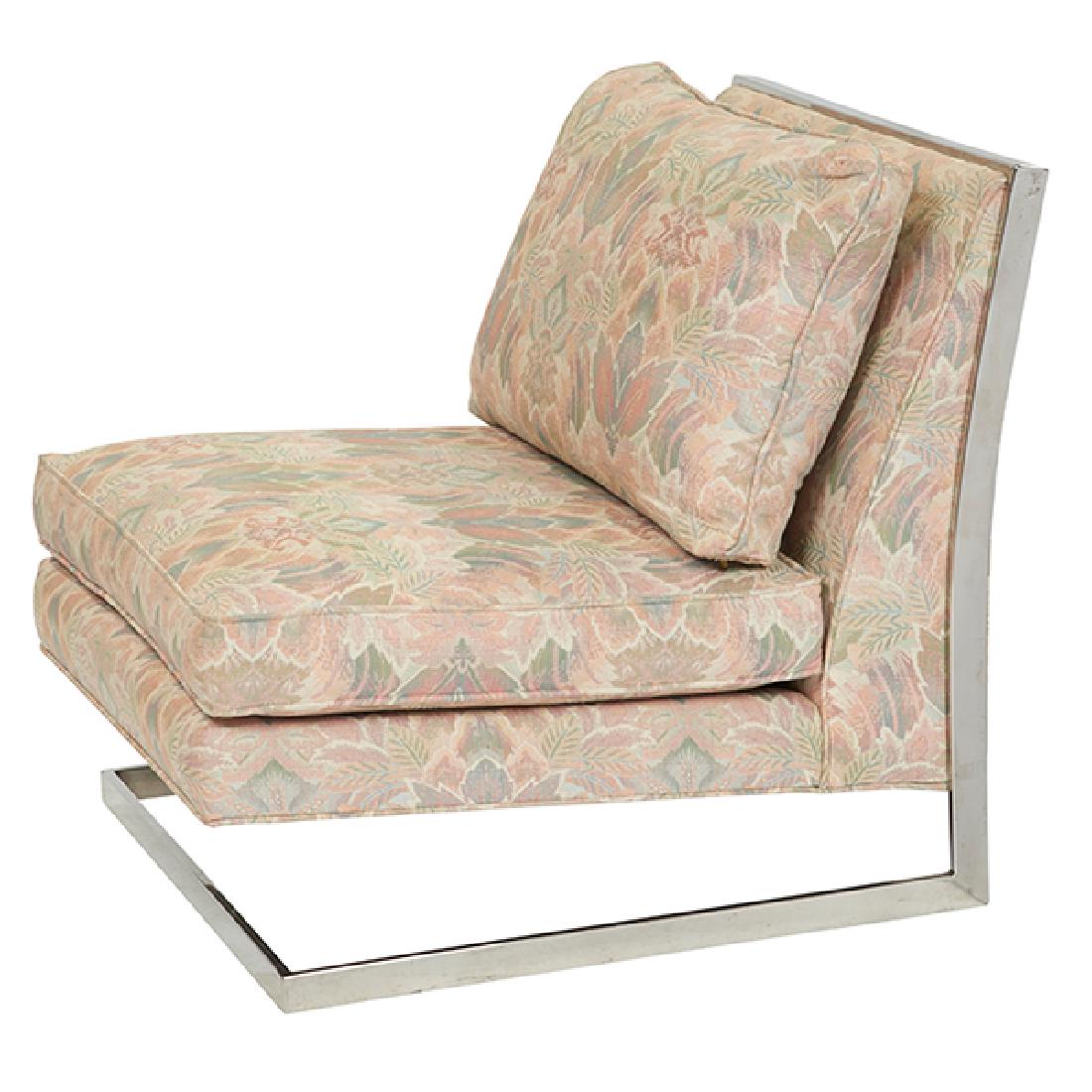 Jack Cartwright, Inc., lounge chair, High Point, NC,: Jack Cartwright, Inc., lounge chair, High Point, NC, USA, 1960s, chromed steel, upholstery, unsigned, in the style of Milo Baughman, 28"w x 32"d x 28.25"h