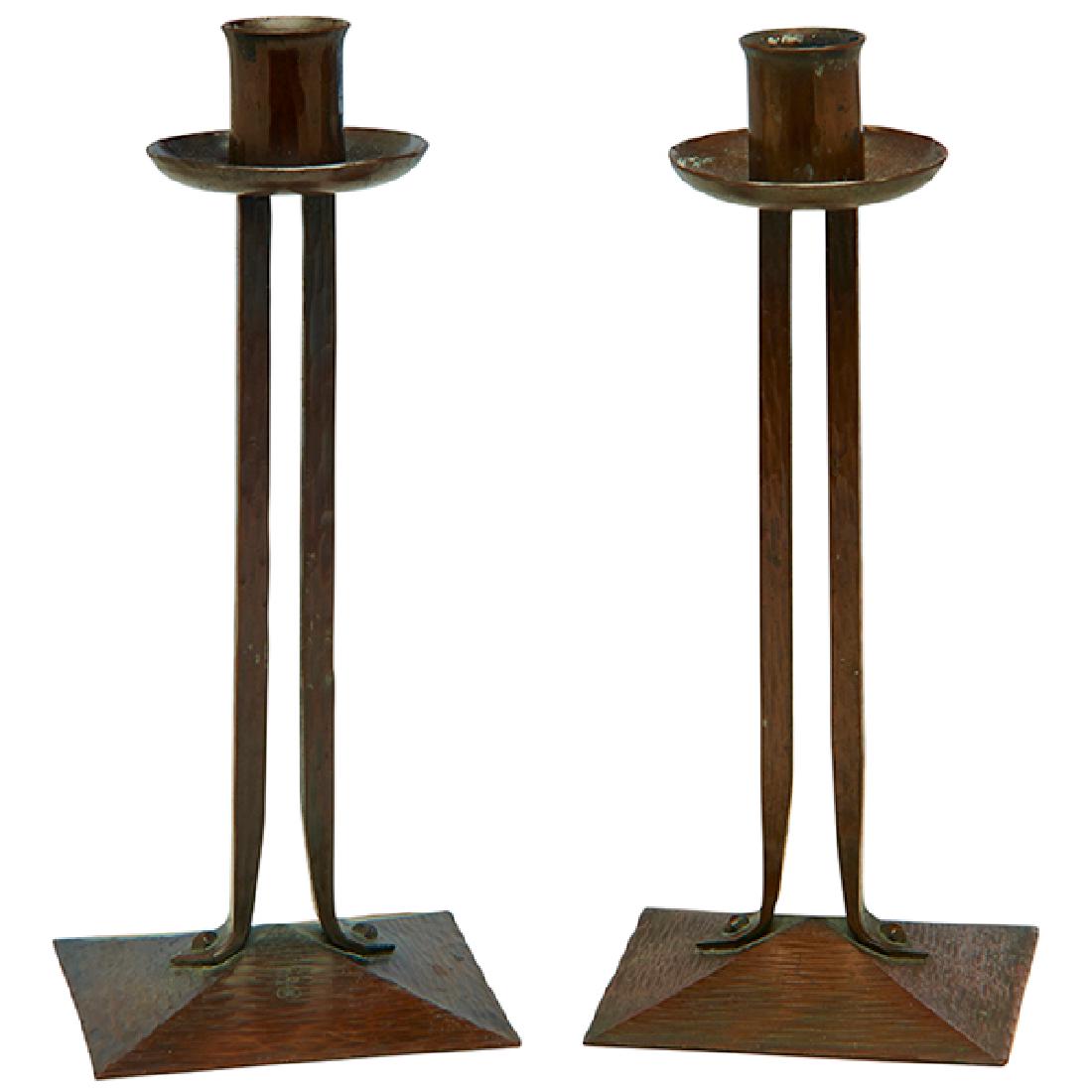 The Roycrofters, Princess candlesticks, pair, East (1 of 1)
