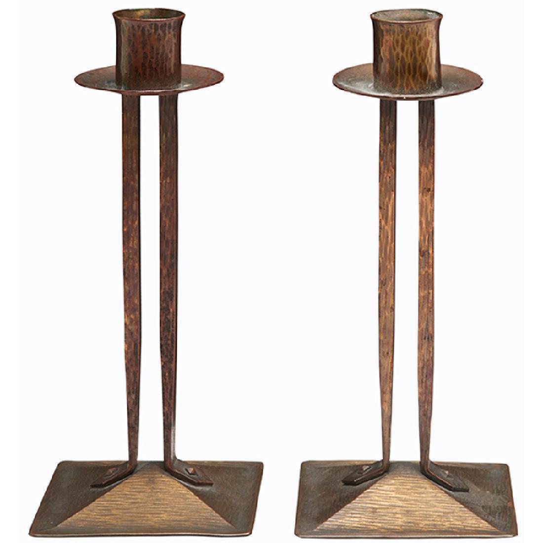 Roycrofters, Princess candlesticks, pair, East Aurora, (1 of 1)