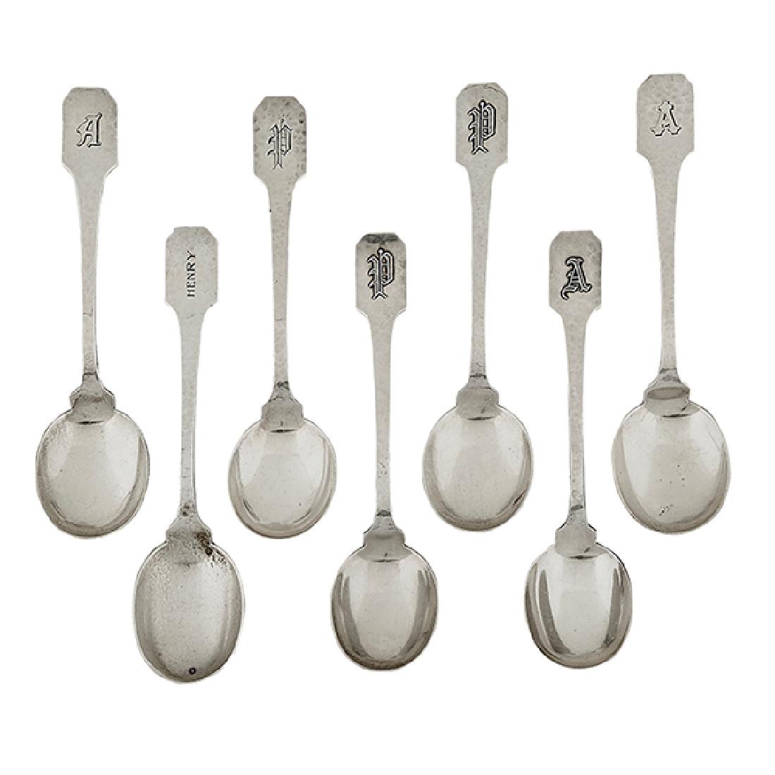 Shreve & Co., Norman Hammered teaspoons, assembled set (1 of 2)