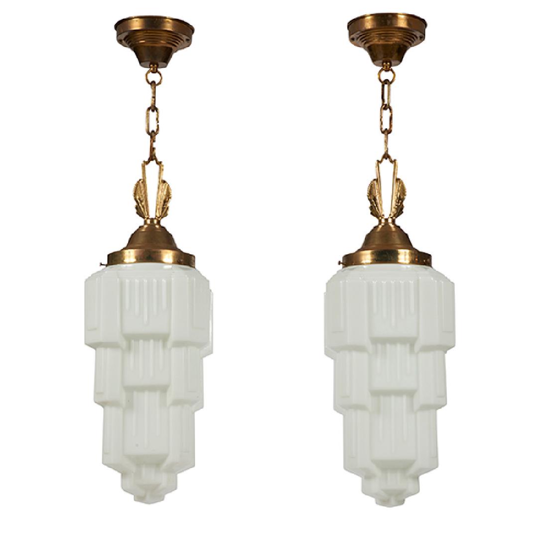 Art Deco Style, light fixtures, pair, brass, molded (1 of 1)