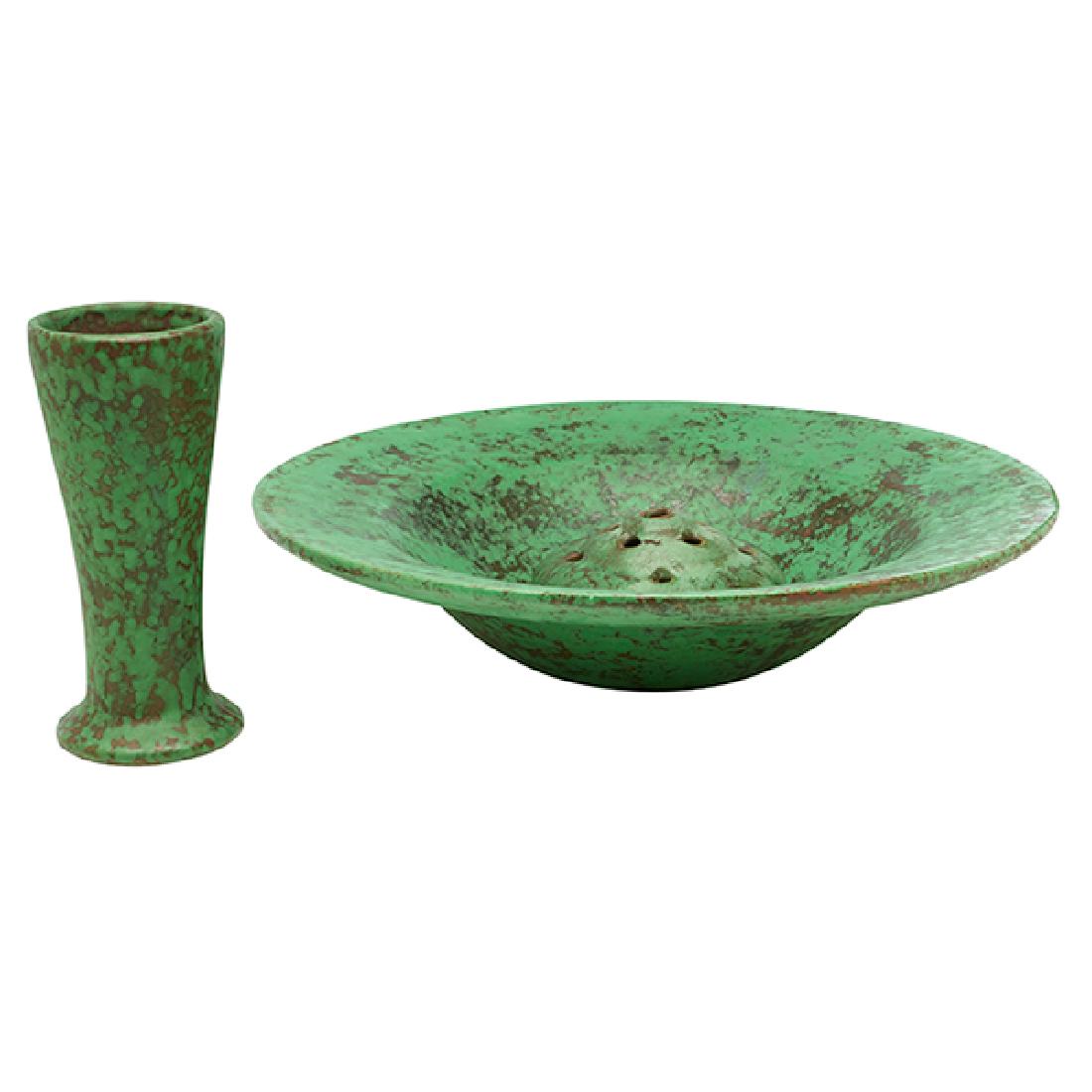 The Weller Pottery Company, bowl with flower frog and (1 of 1)