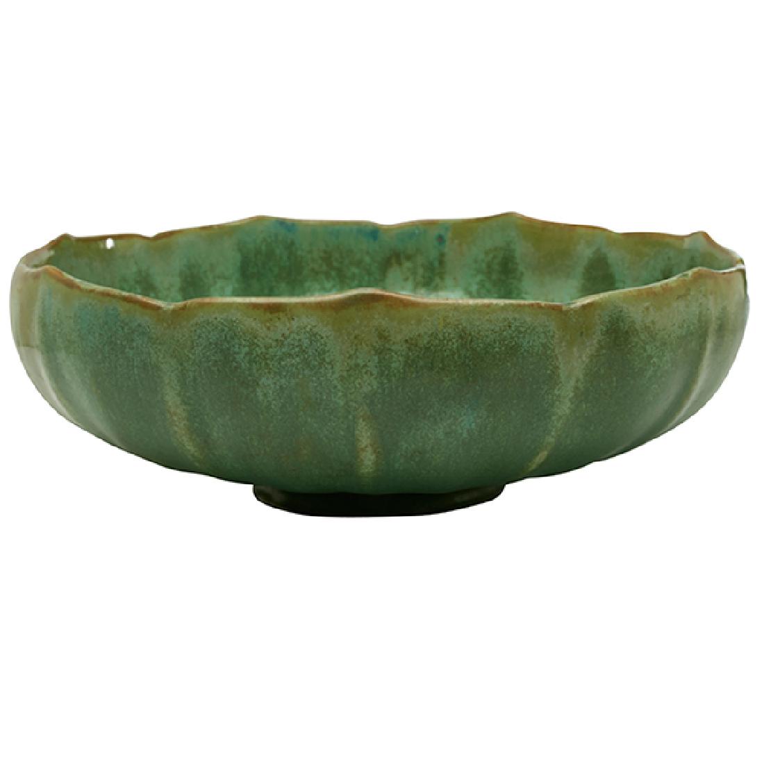 Fulper Pottery Co., bowl, Flemington, NJ, green glazed (1 of 2)