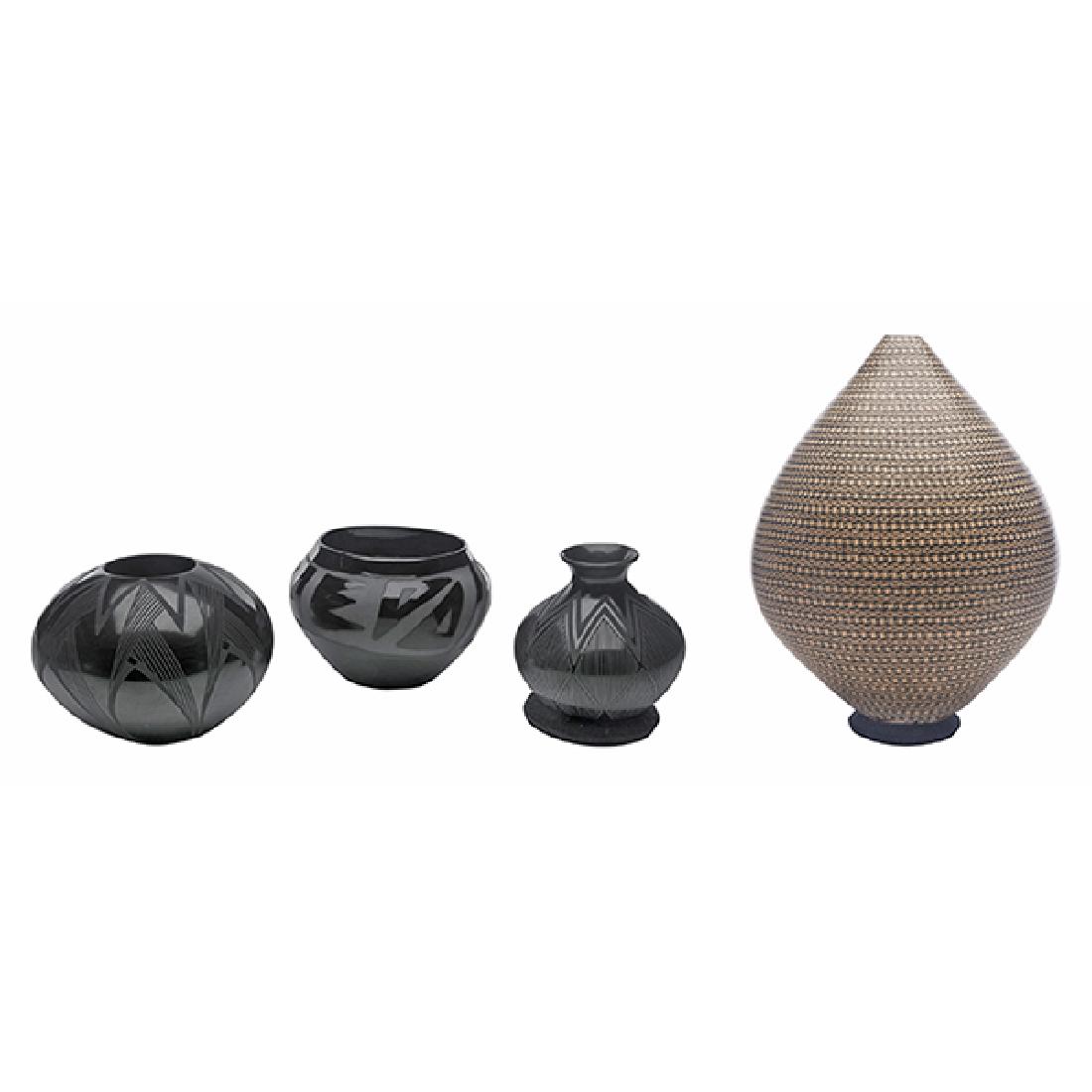 Mata Ortiz, Geometric vases, four, Mexico, ceramic, (1 of 2)