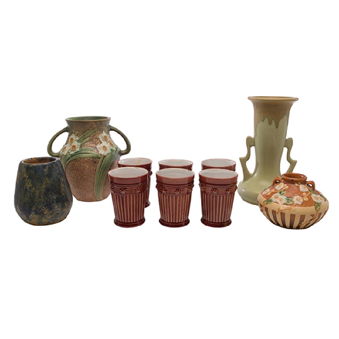 Roseville Pottery Co., vases, three, Zanesville, OH, (1 of 1)