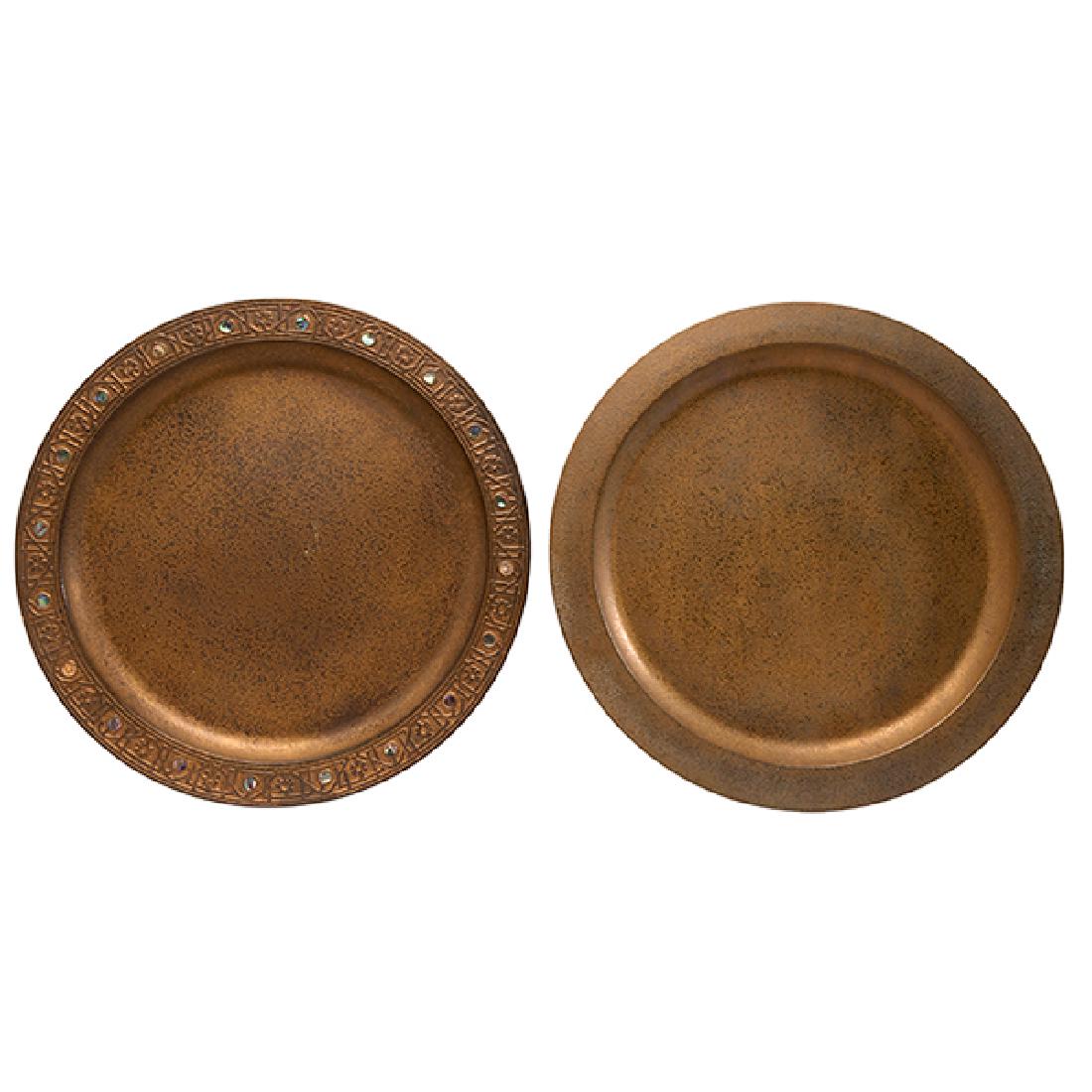 Tiffany Studios, two chargers, #1721, #1730, New York, (1 of 1)