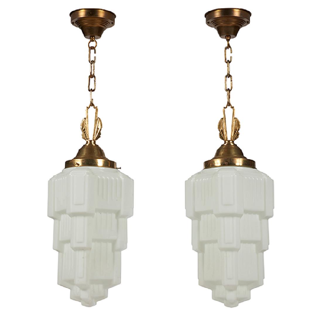 Art Deco Style, light fixtures, pair, brass, molded (1 of 1)