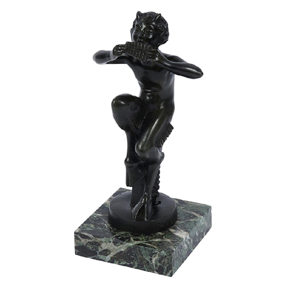 20th Century, Pan figure, bronze, marble, signed Mic, (1 of 1)
