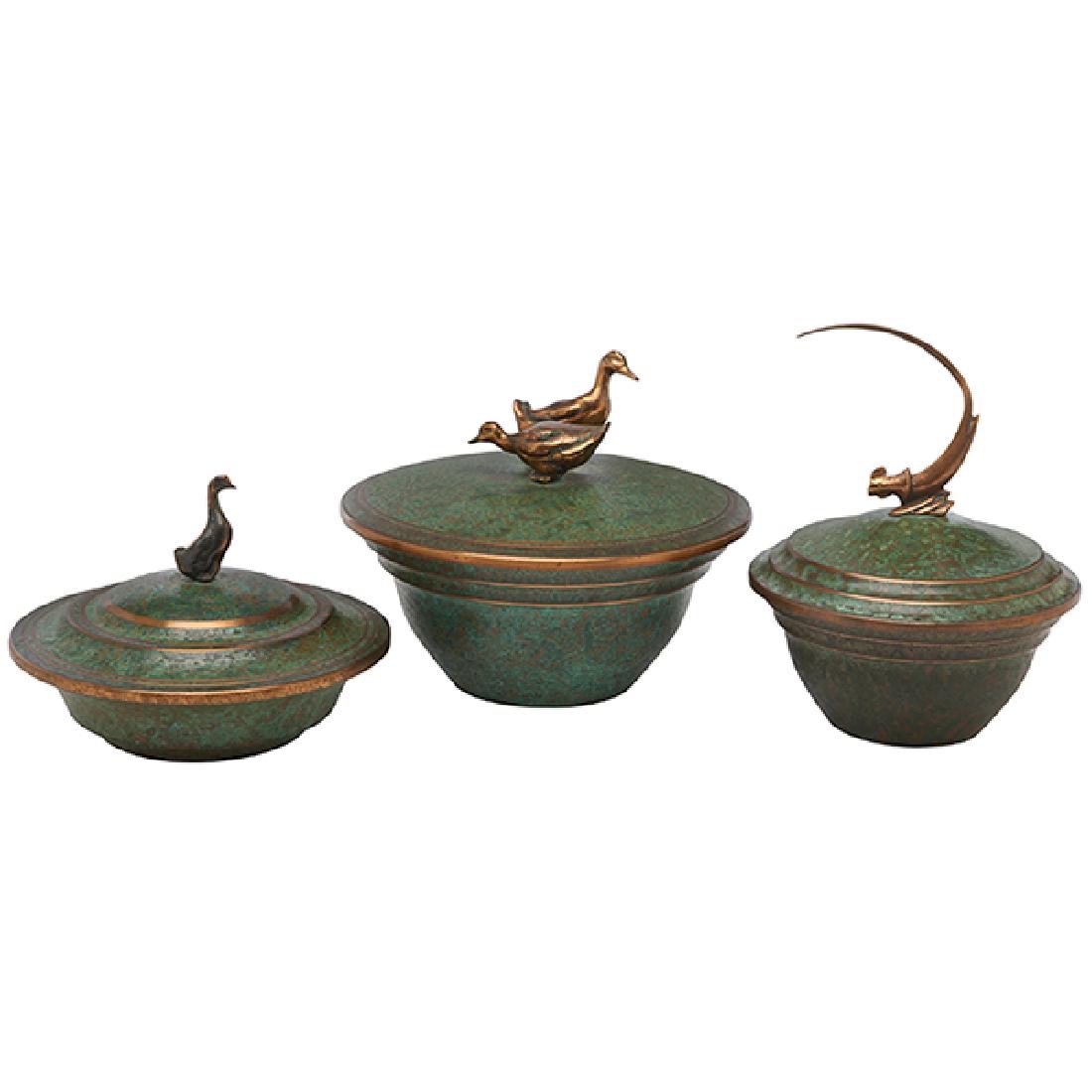 Carl Sorensen, lidded bowls, three, Philadelphia, PA, (1 of 4)