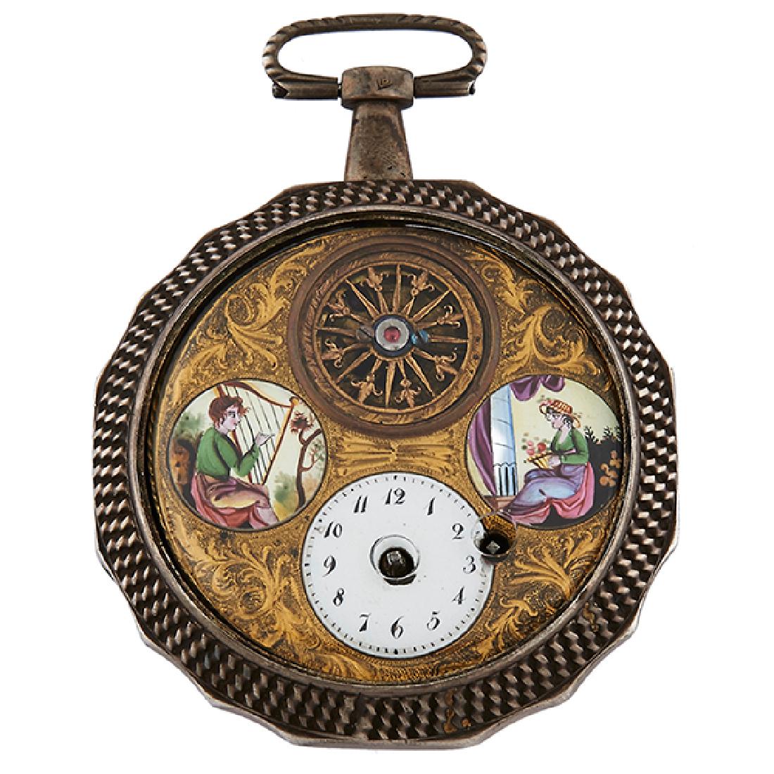 Swiss, Circa 1790, open face automated pocket watch, (1 of 3)