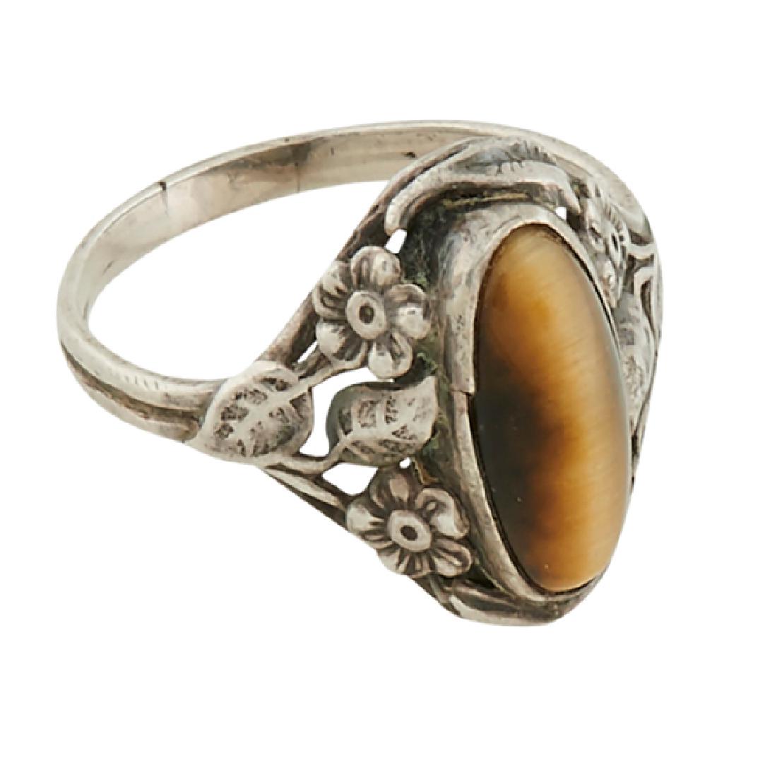 Arts & Crafts Style, Floral lady's ring, sterling (1 of 1)