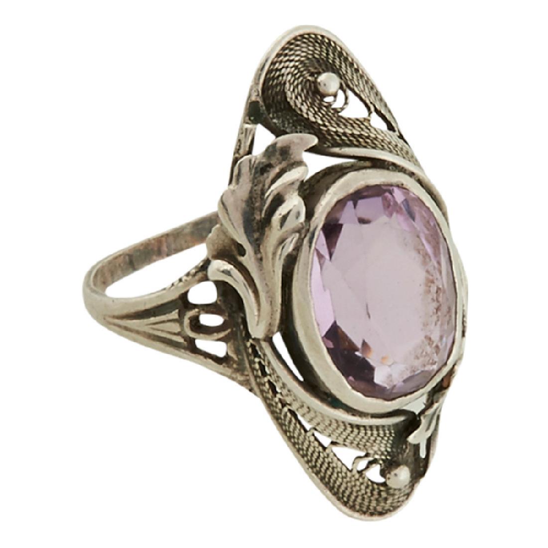 Arts & Crafts / Art Nouveau, ring, amethyst glass, (1 of 1)