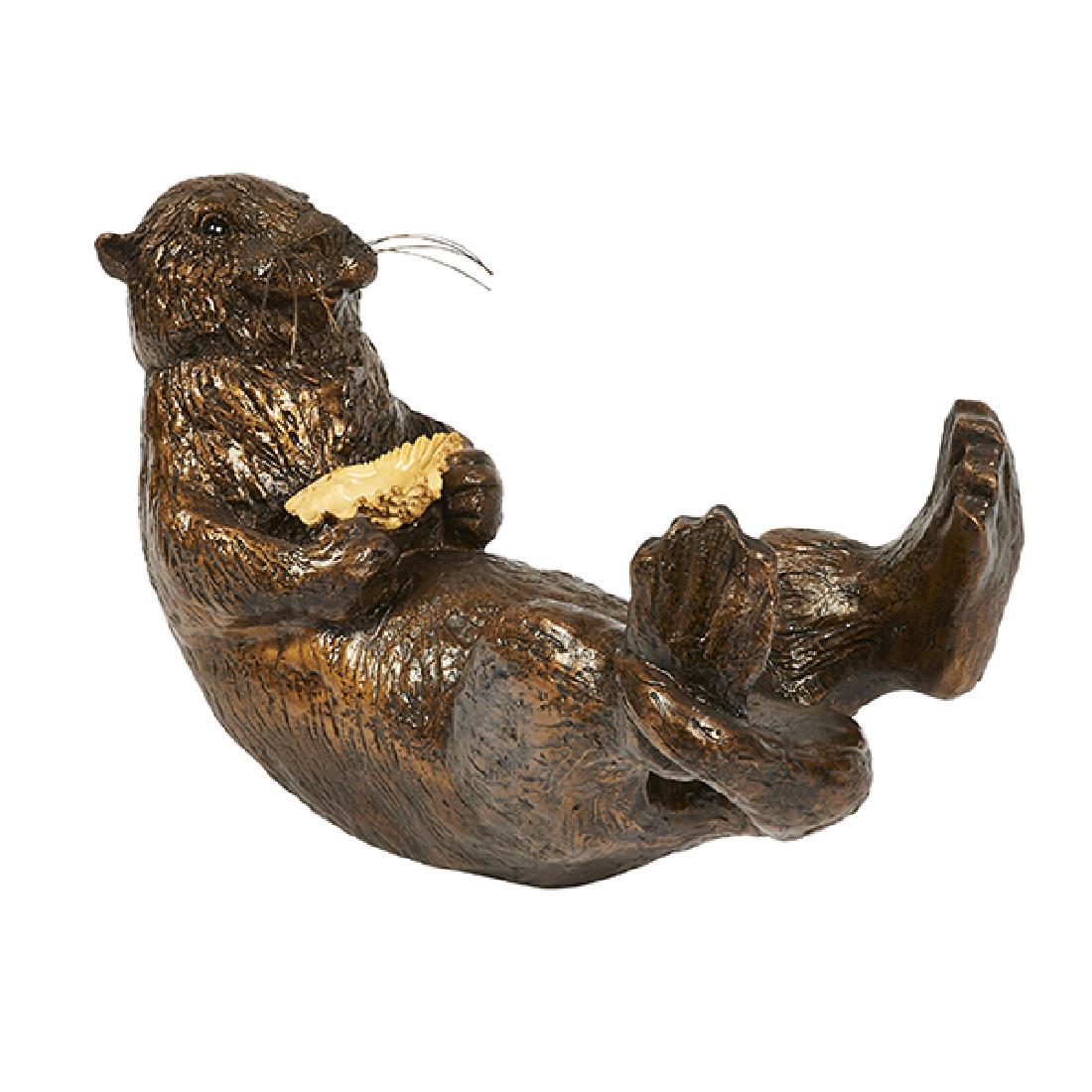 Artist Unknown, Reclining Otter, mixed media, 11"h x: Artist Unknown, Reclining Otter, mixed media, 11"h x 17"w x 6"d Provenance: The Estate of Candice B. Groot, Evanston, Illinois