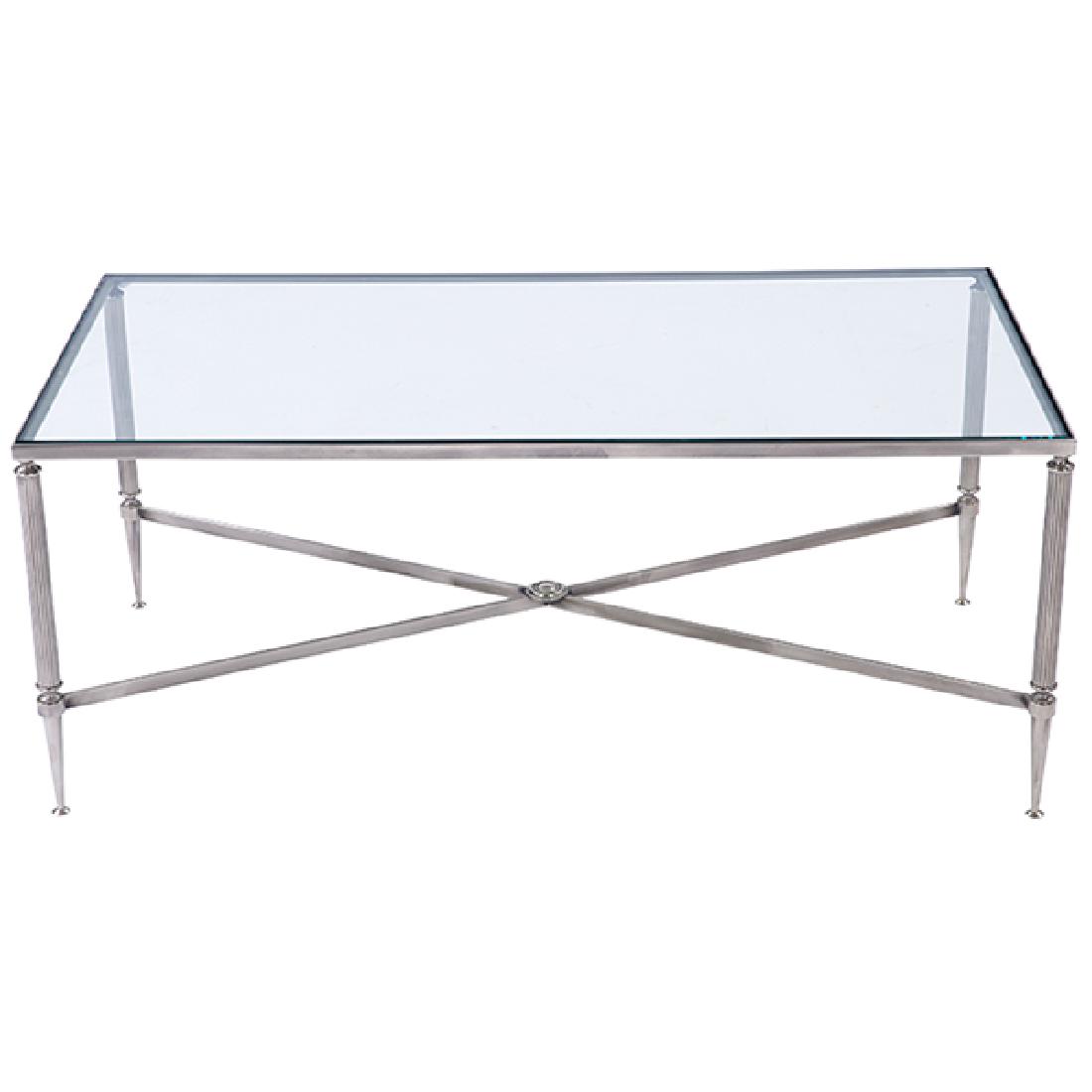 Maison Jansen, coffee table, France, glass, nickel (1 of 1)