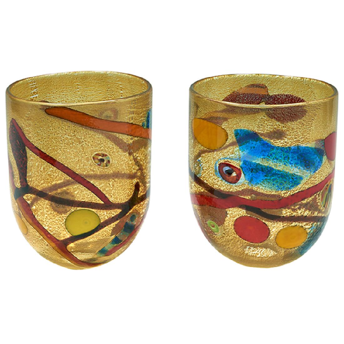 Murano, attribution, shades, pair, amber glass, (1 of 1)