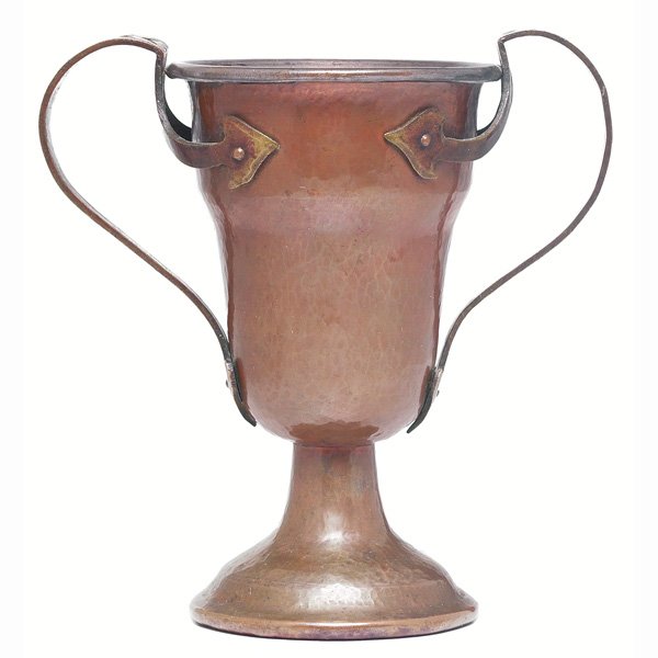 Onondaga Metal Shop vase, hammered copper