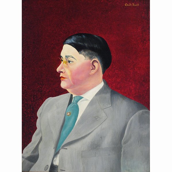 Claude Buck, Portrait, ca. 1940, oil: Claude Buck (American, 1890-1974 ), "Portrait of a Man in a Suit", c. 1940; oil/board, 29.5" x 21.5", signed.