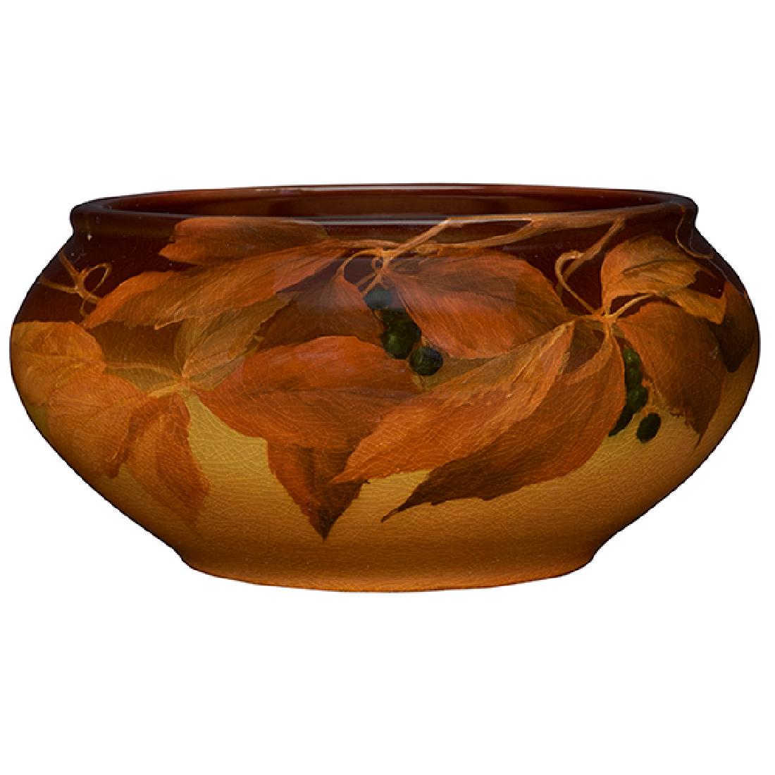 Ed Diers (1871-1947) for Rookwood Pottery Virginia: Ed Diers (1871-1947) for Rookwood Pottery, Virginia Creeper bowl, #928E, Cincinnati, OH, 1901, Standard glazed ceramic, signed, dated, numbered, 8"dia x 4"h Provenance: Estate of Ed Baynard, New York,