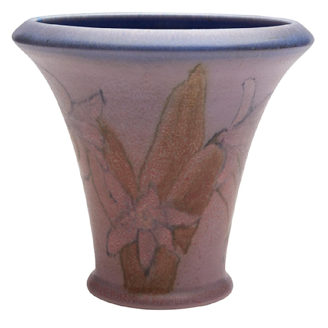 Janet Harris (1907-1998) for Rookwood Pottery Orchid: Janet Harris (1907-1998) for Rookwood Pottery, Orchid vase, #2268E, Cincinnati, OH, 1928, Vellum glazed ceramic, signed, dated, numbered, 6"dia x 5.5"h Provenance: Estate of Ed Baynard, New York, New