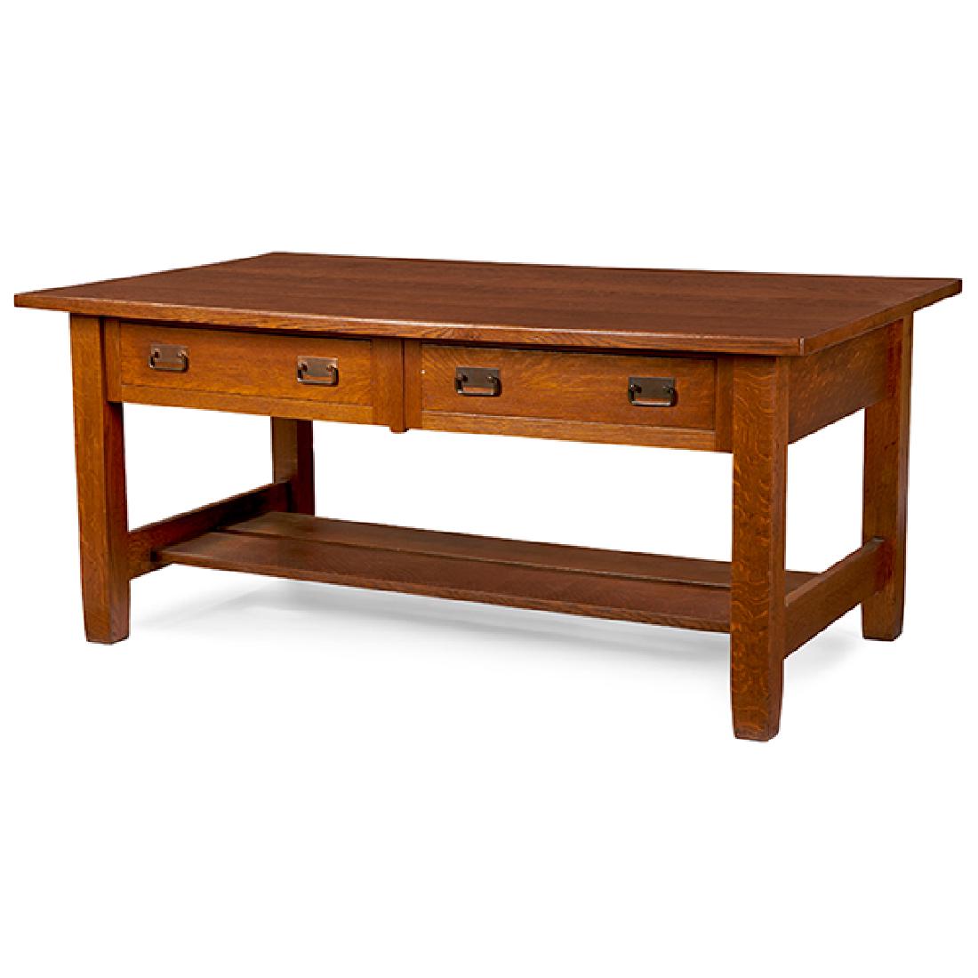 Stickley Brothers library table, #2722 66"w x 37.5"d x (1 of 1)