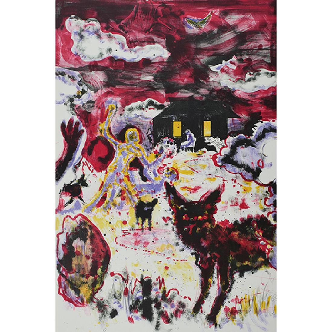 Daniel Richter, (German, b. 1962), Holland Mysteries,: Daniel Richter, (German, b. 1962), Holland Mysteries, 2004 (portfolio of fours works), color lithographs held in original box, signed, dated and numbered in pencil, edition of 30, 35.75" x 23.5" Prove