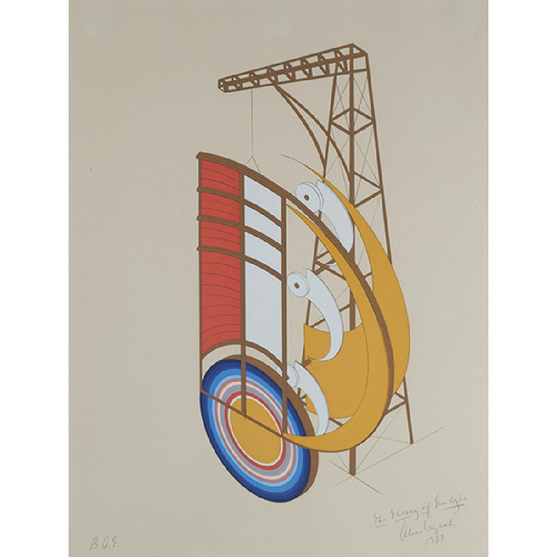 Alice Aycock, (American, b. 1946), The Theory of: Alice Aycock, (American, b. 1946), The Theory of Twilight, 1983, color screenprint, signed, titled and dated in pencil, edition B.A.T., 19.5" x 9"