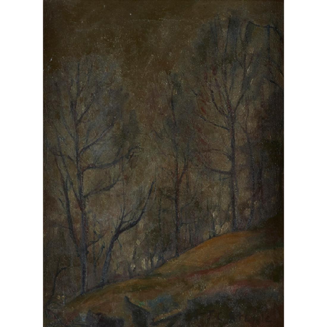 Theodore Clement Steele, (American, 1847-1926),: Theodore Clement Steele, (American, 1847-1926), Landscape, oil on canvas board, signed lower right, 11.5" x 8.5"