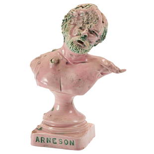 Robert Arneson, (American, 1930-1992), Self Portrait: Robert Arneson, (American, 1930-1992), Self Portrait Trophy Bust, 1977, glazed ceramic, stamped, signed and dated, 7.25"h Provenance: The Estate of Candice B. Groot, Evanston, Illinois