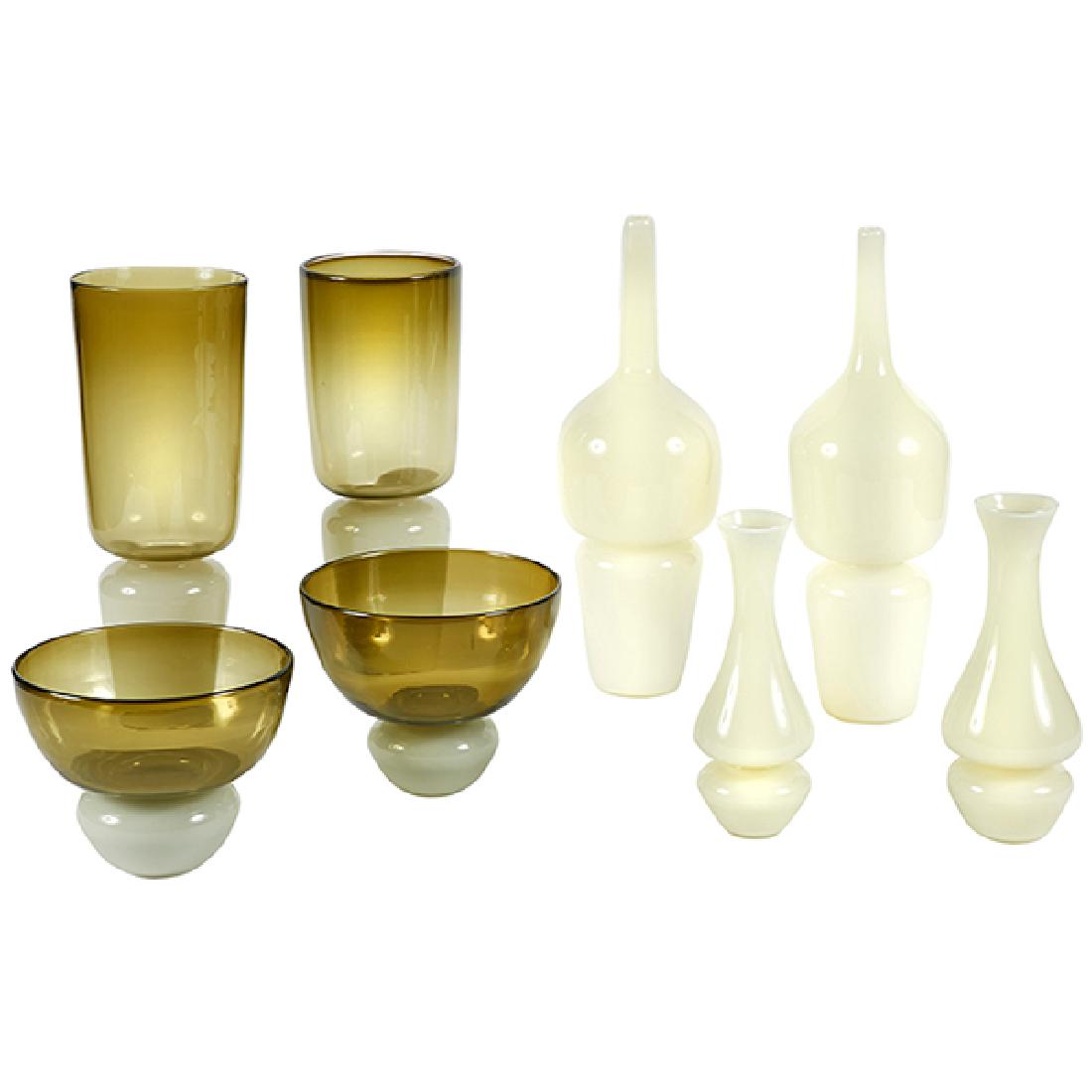 Artist Unknown art glass vases, group of 8 signed (1 of 1)