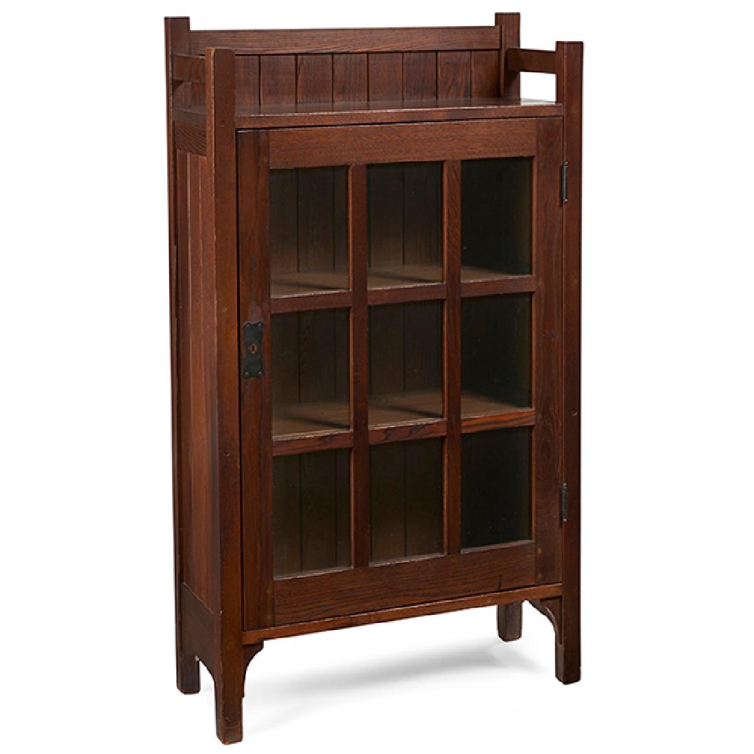 L & JG Stickley from The Onondaga Shops bookcase, #318: L & JG Stickley from The Onondaga Shops, bookcase, #318, Fayetteville, NY, chestnut, unsigned, 31"w x 12.5"d x 55"h