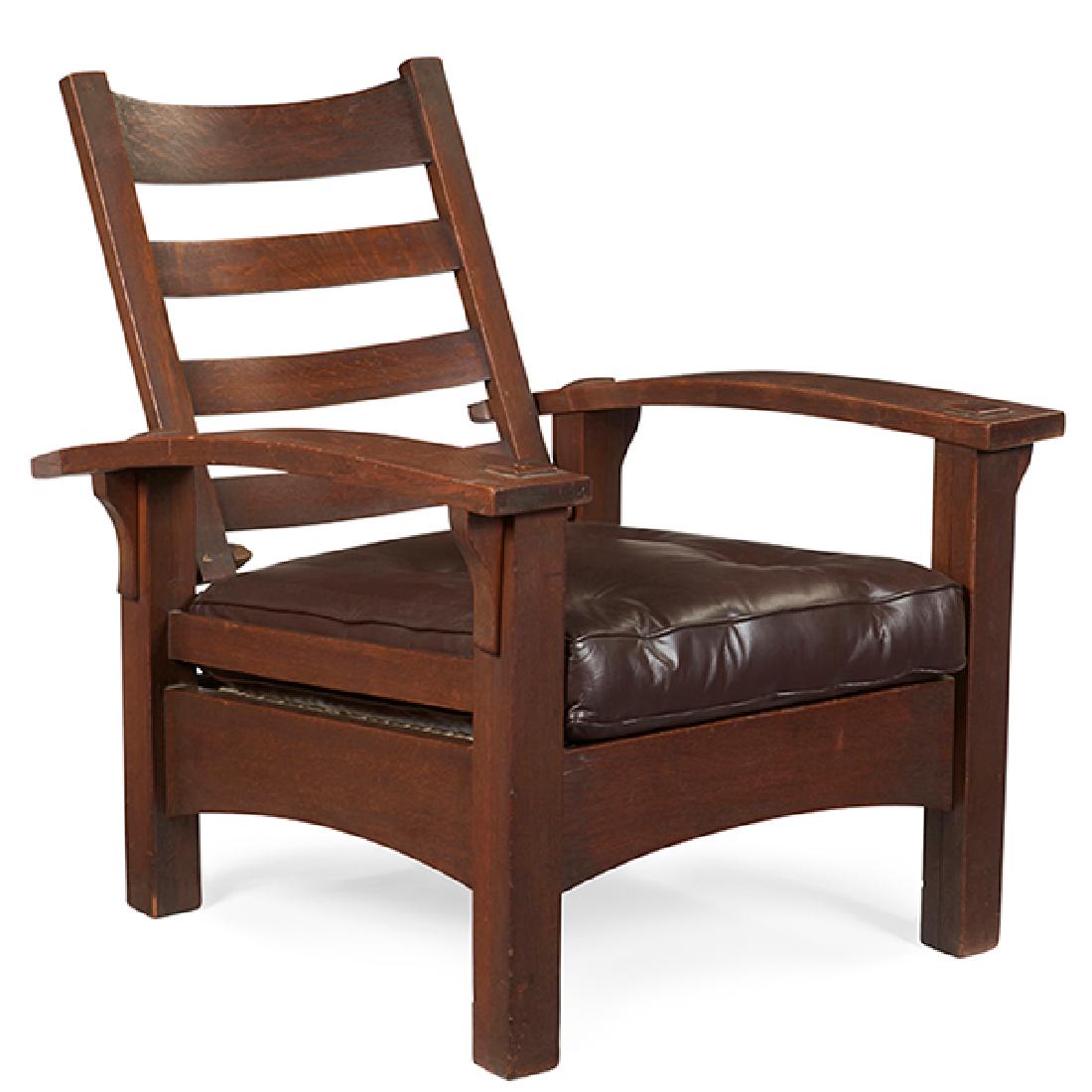 Gustav Stickley Morris chair, 2340 31"w x 37"d x 39"h