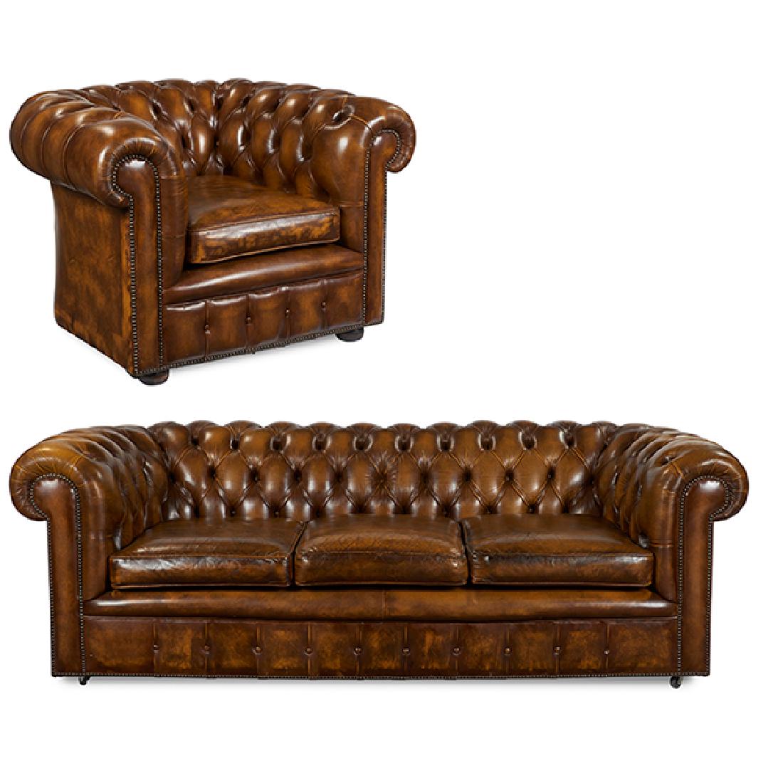 English Style Chesterfield sofa and armchair set sofa: (1 of 3)