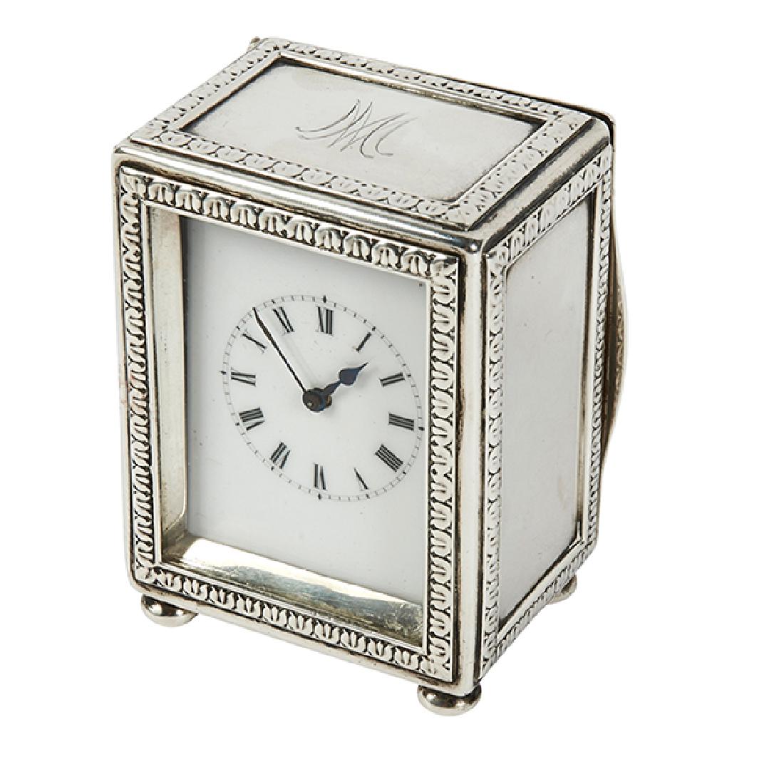 Charles & George Asprey desk clock 2 1/4"w x 1 5/8"d x (1 of 3)