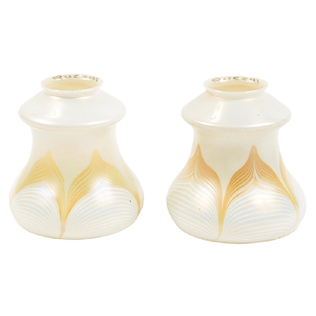 Quezal Pulled Feather lamp shades, pair 4.5"dia x 5"h (1 of 1)