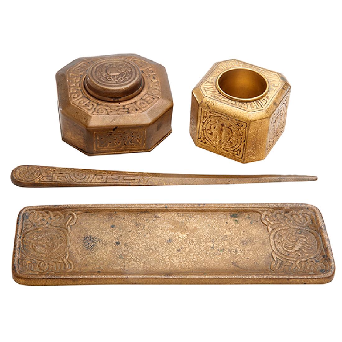 Tiffany Studios Zodiac assembled four-piece desk set (1 of 5)