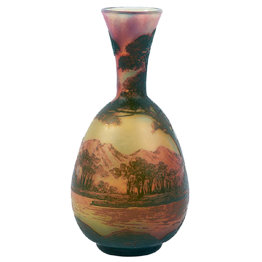 DeVez Mountainous Landscape vase 3"dia x 6.25"h (1 of 4)