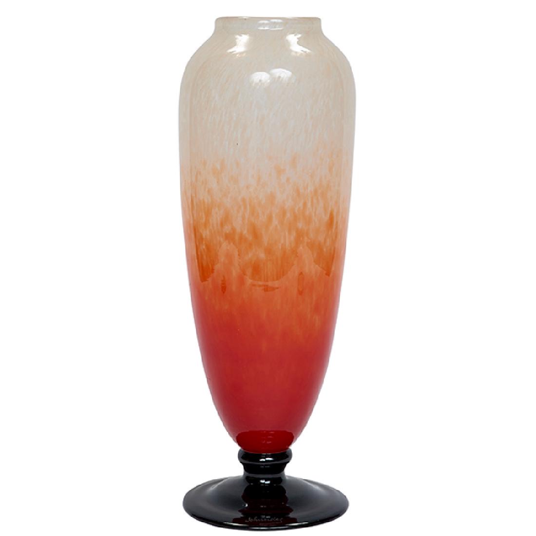 Charles Schneider (1881-1953) footed vase 5.5"dia x (1 of 3)