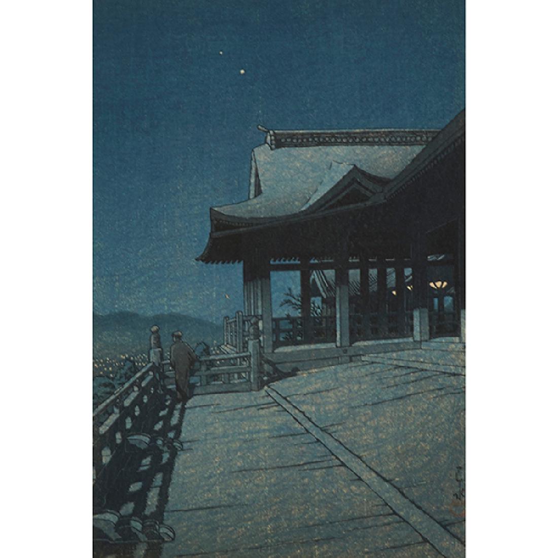 Hasui Kawase, (Japanese, 1883-1957), Omiya Hikawakoen: Hasui Kawase, (Japanese, 1883-1957), Omiya Hikawakoen (Hikawa Park, Omiya) (together with Kiyomizu Temple, Kyoto, a pair of works), color woodcuts, sheet size 15.25" x 10.25 Provenance: Yamanaka & Com