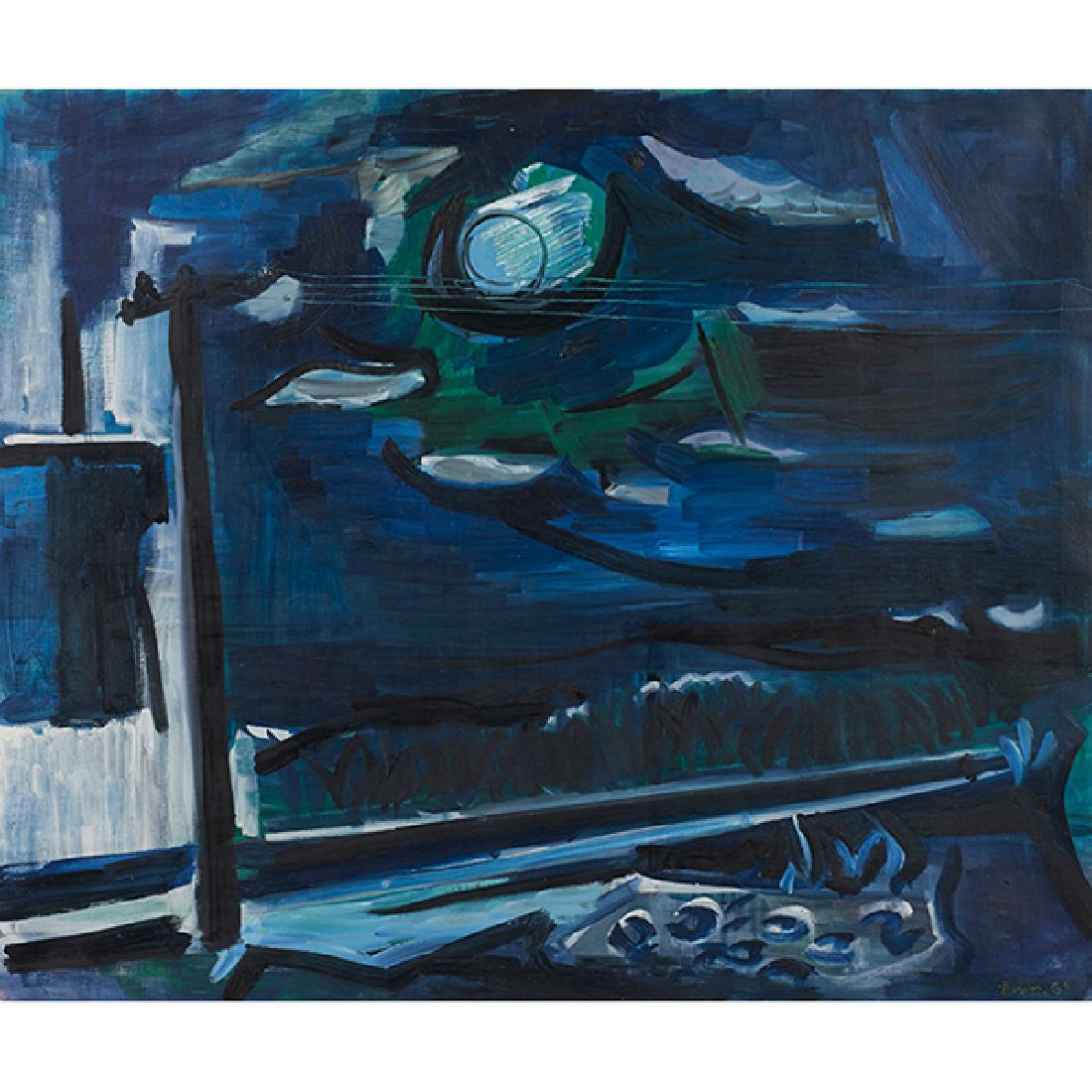 Ben Benn, (Ukrainian/American, 1884-1983), Moon at Sag: Ben Benn, (Ukrainian/American, 1884-1983), Moon at Sag Harbour, 1961, oil on canvas, signed and dated lower right, 30" x 36" Provenance: The New Britain Museum of Art, New Britain, Connecticut (label