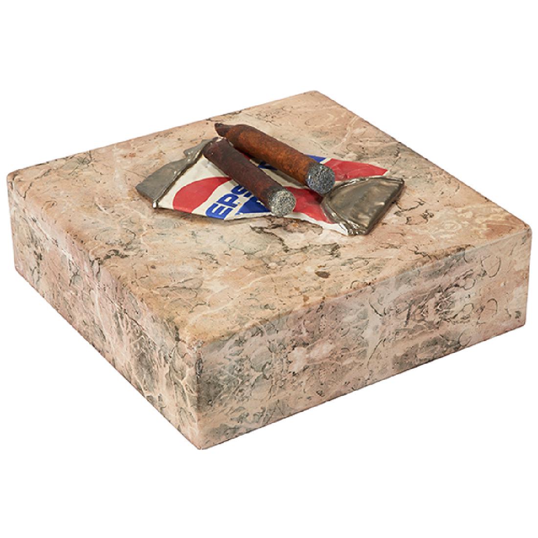 Victor Spinski, (Polish/American, 1940-2013), Cigars on: Victor Spinski, (Polish/American, 1940-2013), Cigars on Marble Slab, 1996, ceramic, 2.75"h x 8.75"w x 8.75"d Provenance: Shaw Guido Gallery, Pontiac, Michigan The Estate of Candice B. Groot, Evanston,