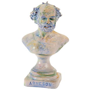 Robert Arneson, (American, 1930-1992), Self Portrait: Robert Arneson, (American, 1930-1992), Self Portrait Trophy Bust, 1981, glazed ceramic, stamped and dated, 6.75"h Provenance: The Estate of Candice B. Groot, Evanston, Illinois