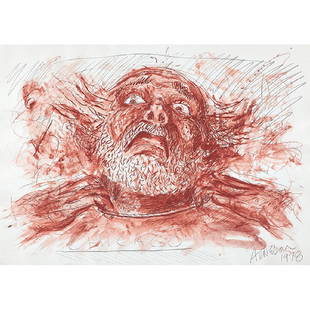 Robert Arneson, (American, 1930-1992), Chicago, 1978,: Robert Arneson, (American, 1930-1992), Chicago, 1978, graphite and red conte crayon on paper, signed, titled and dated, 29.5" x 41" Provenance: Allan Frumkin Gallery, New York, New York Private Collec