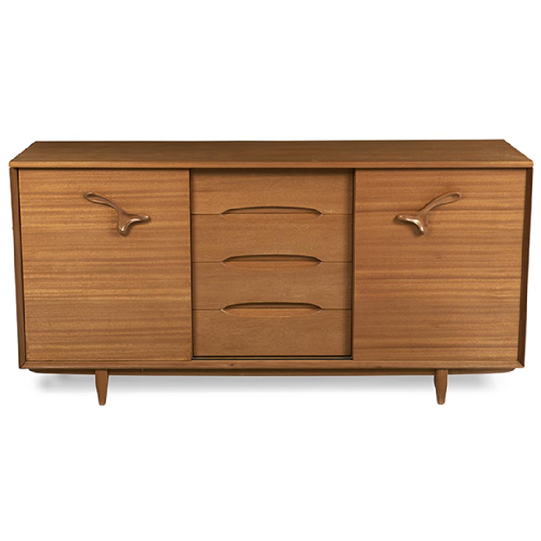 Paul László (1900-1993) for Brown-Saltman Treasure: Paul Laszlo (1900-1993) for Brown-Saltman, Treasure Chest cabinet, model 6023, California, USA, 1950s, mahogany, Brown-Saltman decal, 74"w x 20"d x 37"h